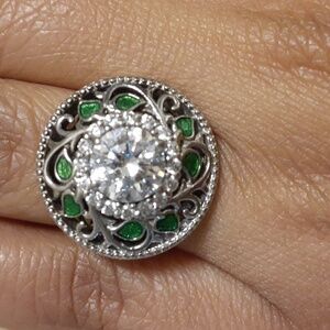 925 Swarovski Crystal Green Enamel Ring. FIRM.